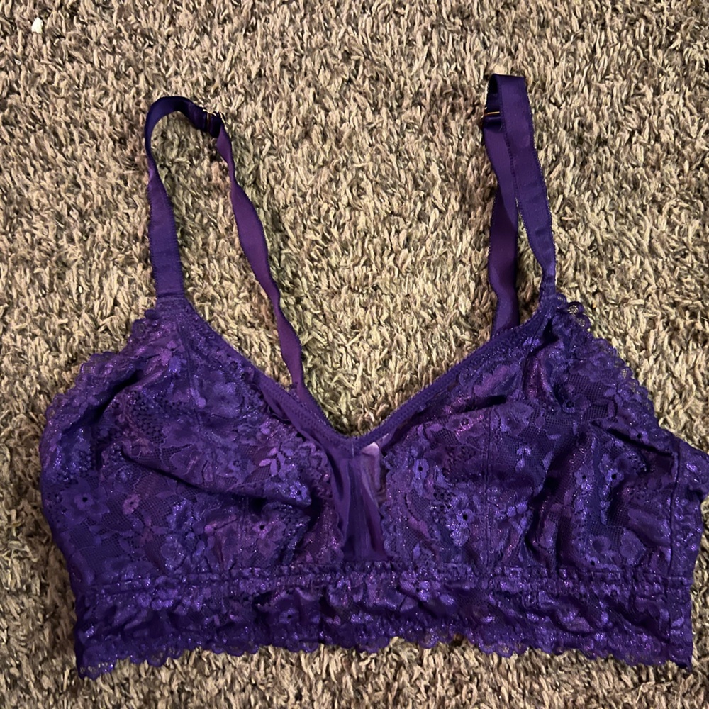 Savage X Fenty 1X Purple Lace Bra Glitter Rose Gold